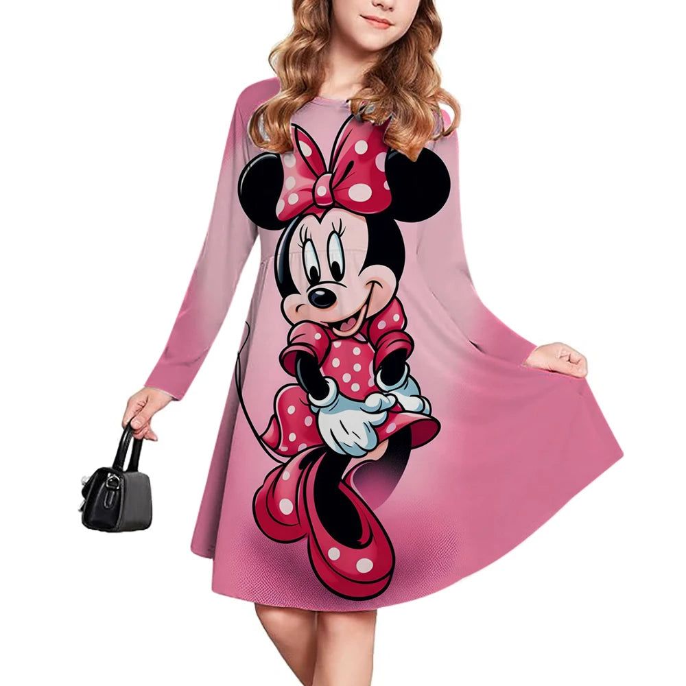 New Children's Clothing Disney Mickey Mouse Cute Girl Short Sleeve Dress 3-14 Year Old Children's Performance Clothing