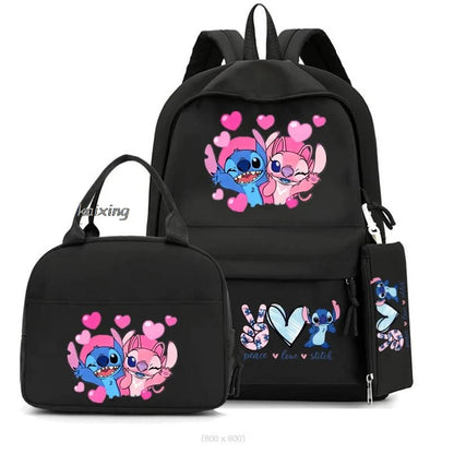 3Pcs/Set Lilo And Stitch Backpacks Lunch Bag Pencil Bag Teen Women Men School Students Backpack Cartoon School Bag Mochila